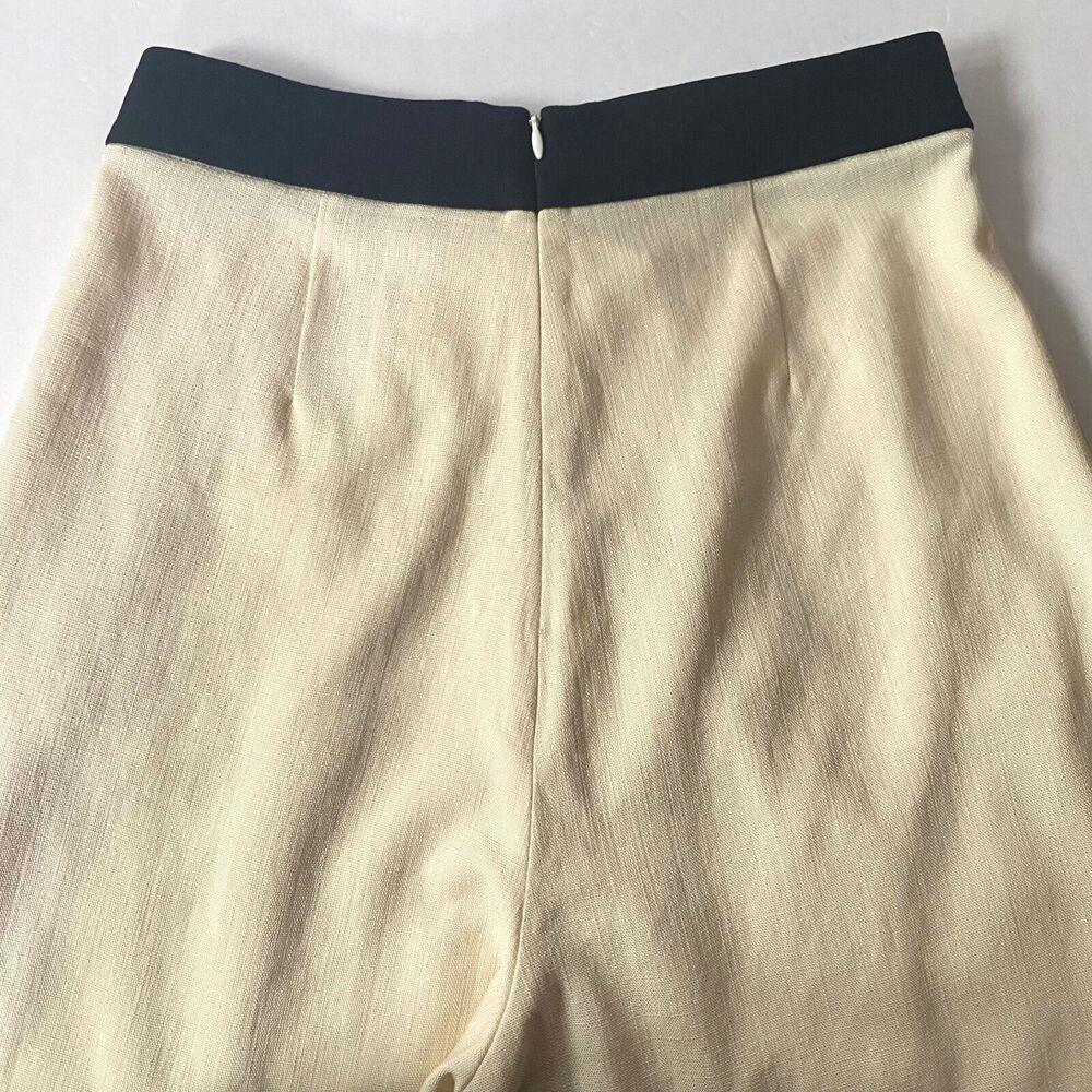 Massimo Dutti Studio Pants Womens 4 Cream Black Contrast Tuxedo Trousers NWT - Picture 5 of 16